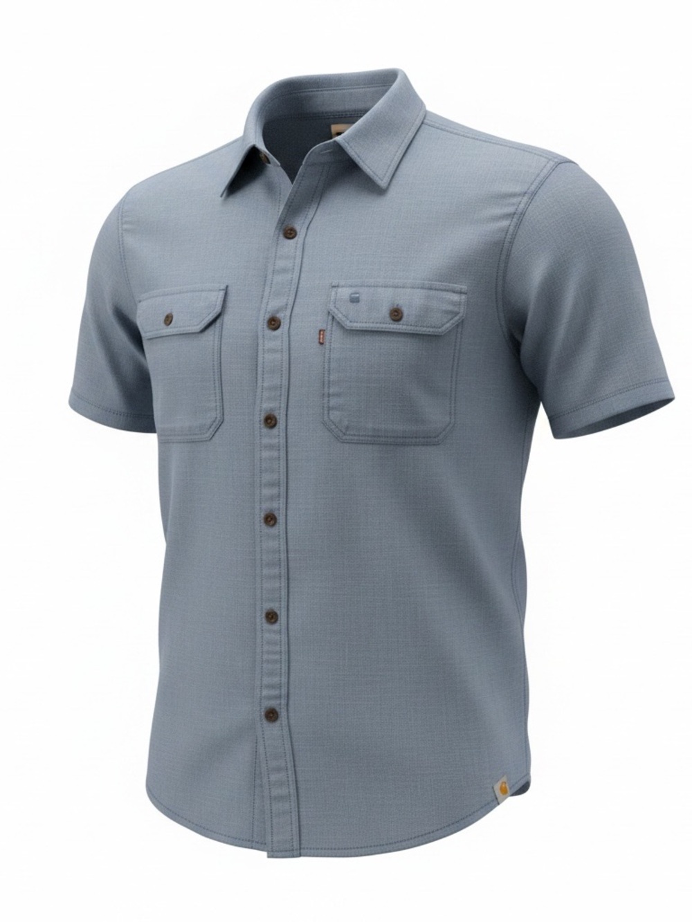 Carhartt Men's Short-Sleeve Button-Down Shirt in Slate Blue